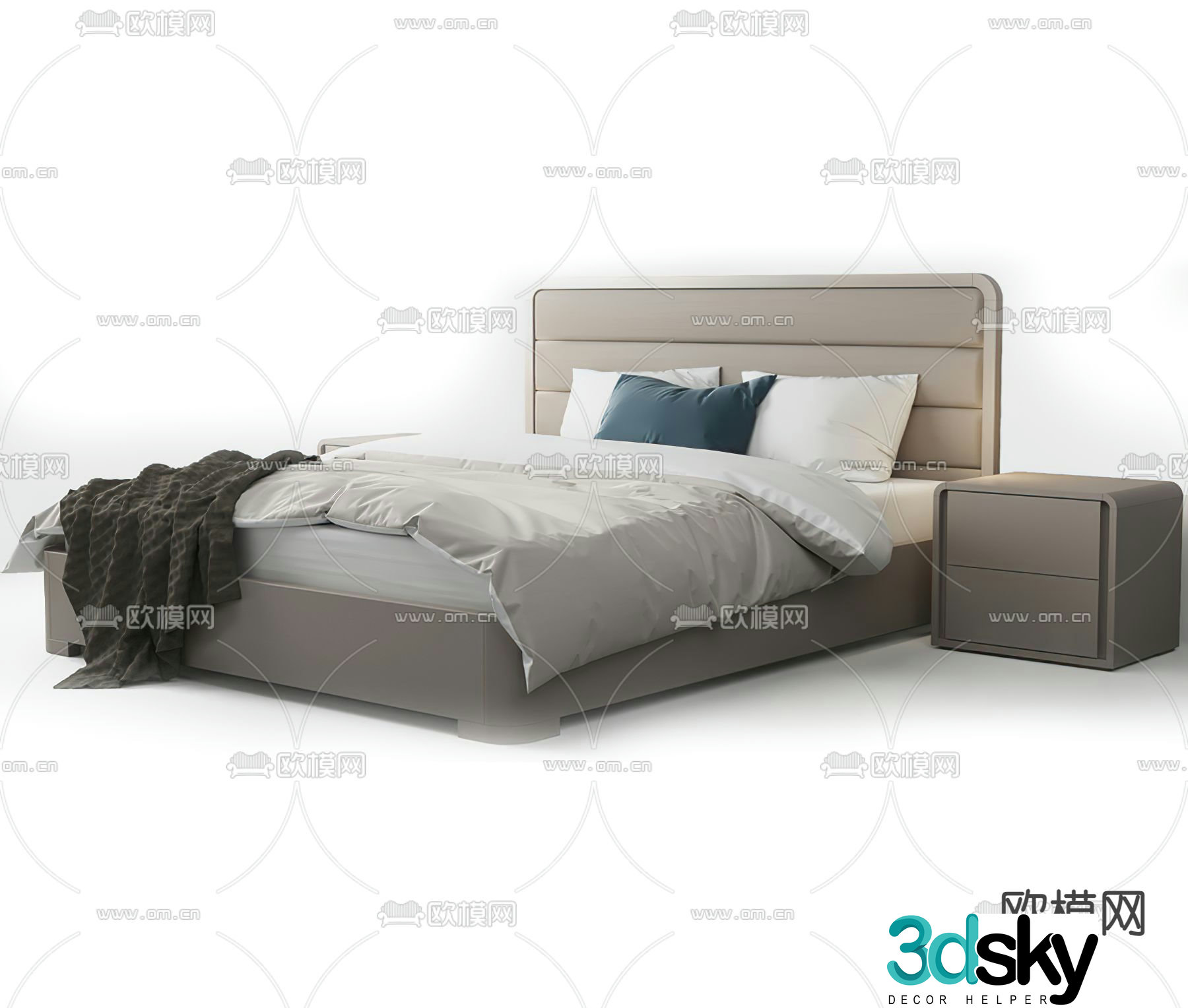Leather double bed 3d model