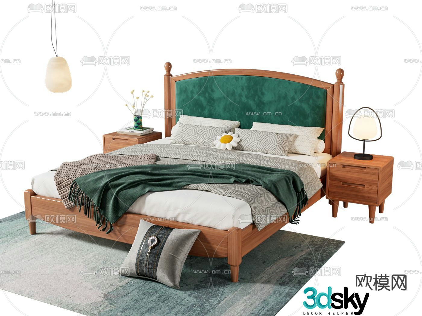 Nordic double bed 3d model