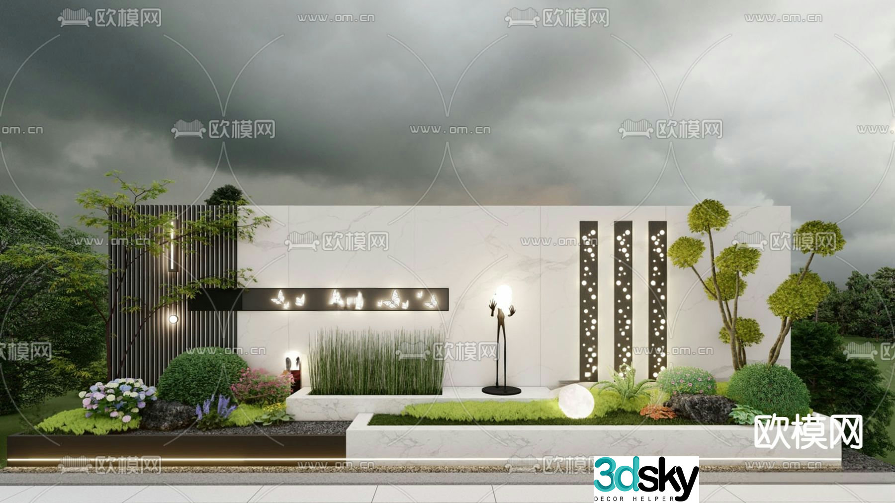 Courtyard landscape wall outdoor landscape wall 3d model