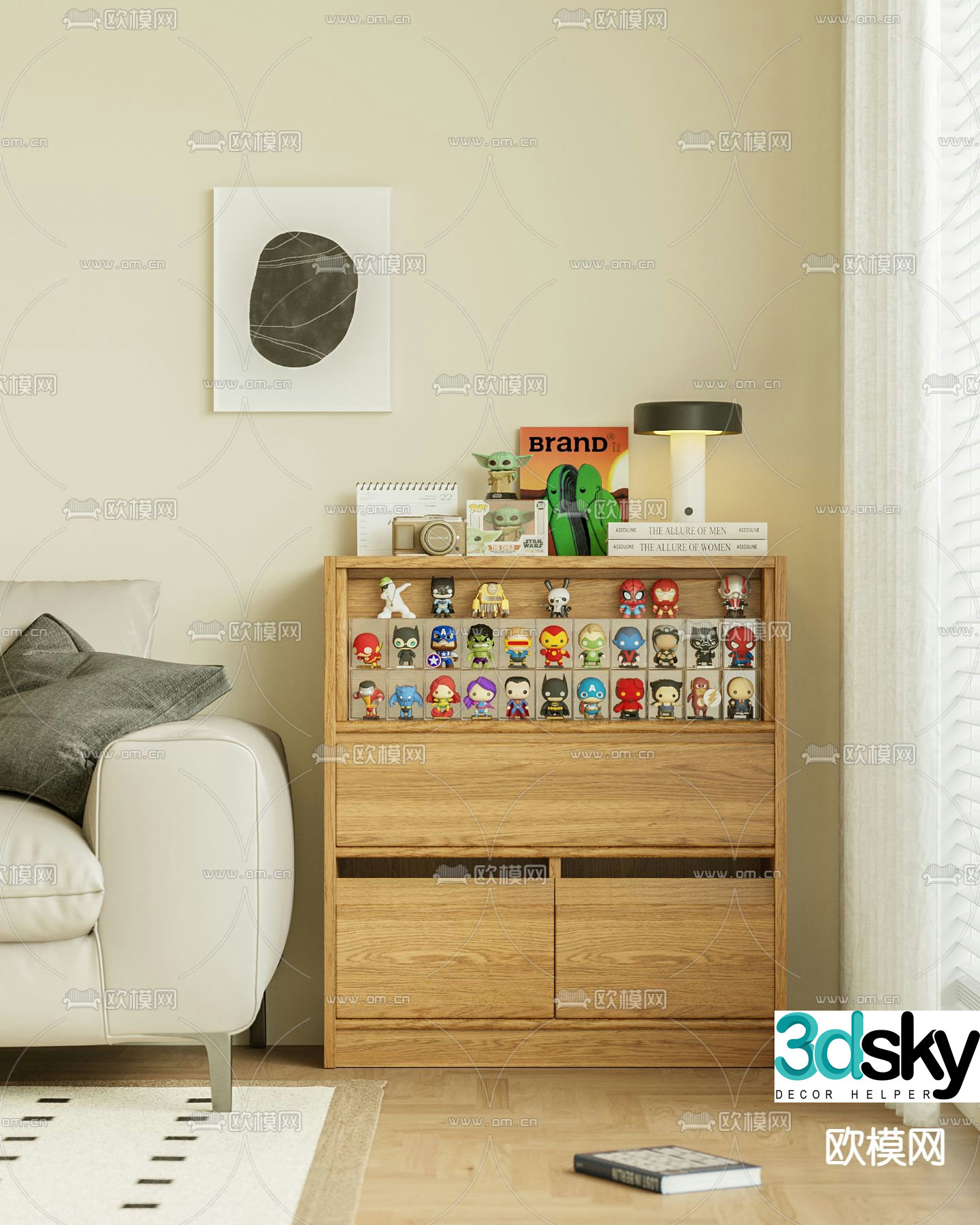 Decorative Cabinet Cartoon Figure Cabinet 3D Model