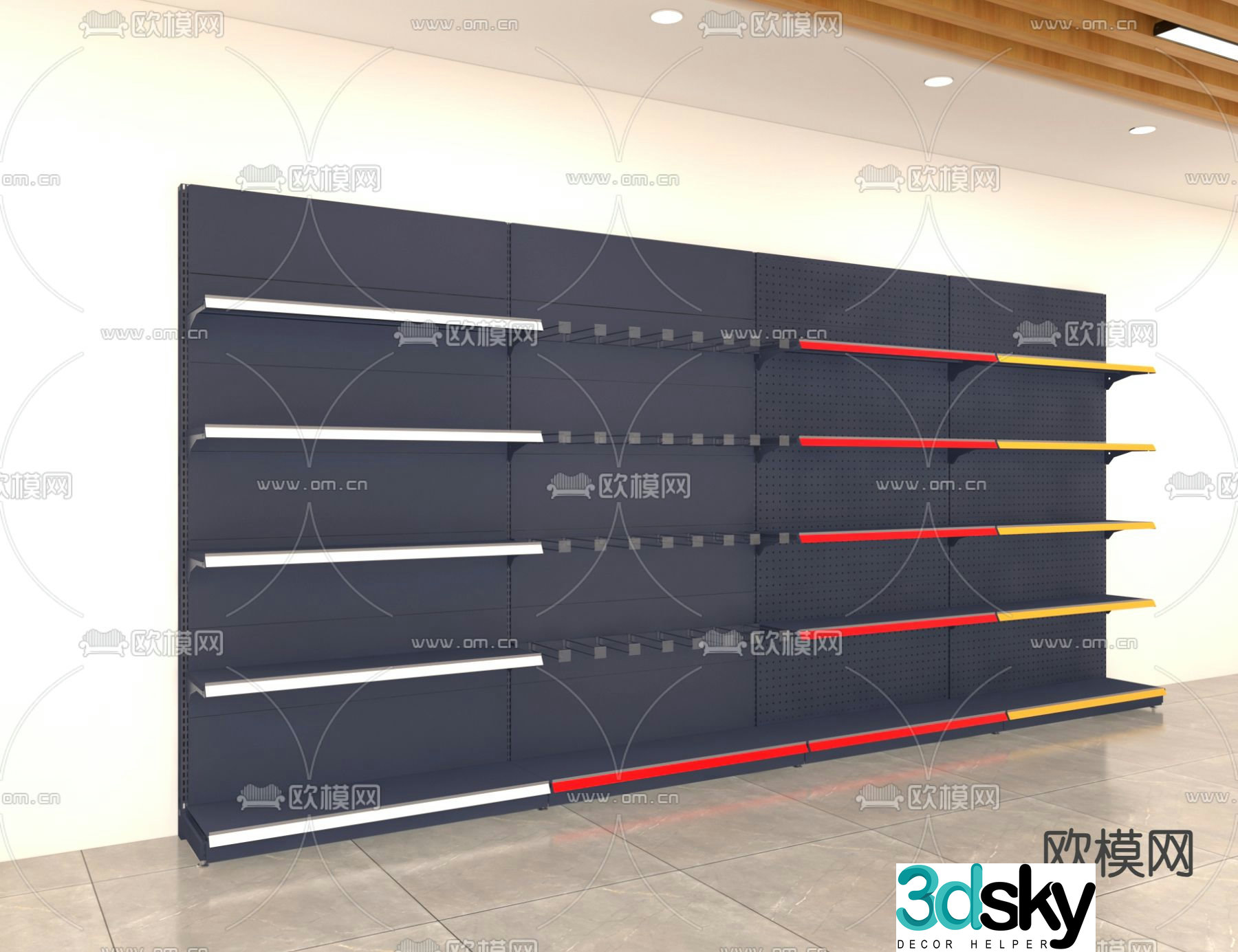 Shelf display cabinet supermarket shelf storage rack 3d model