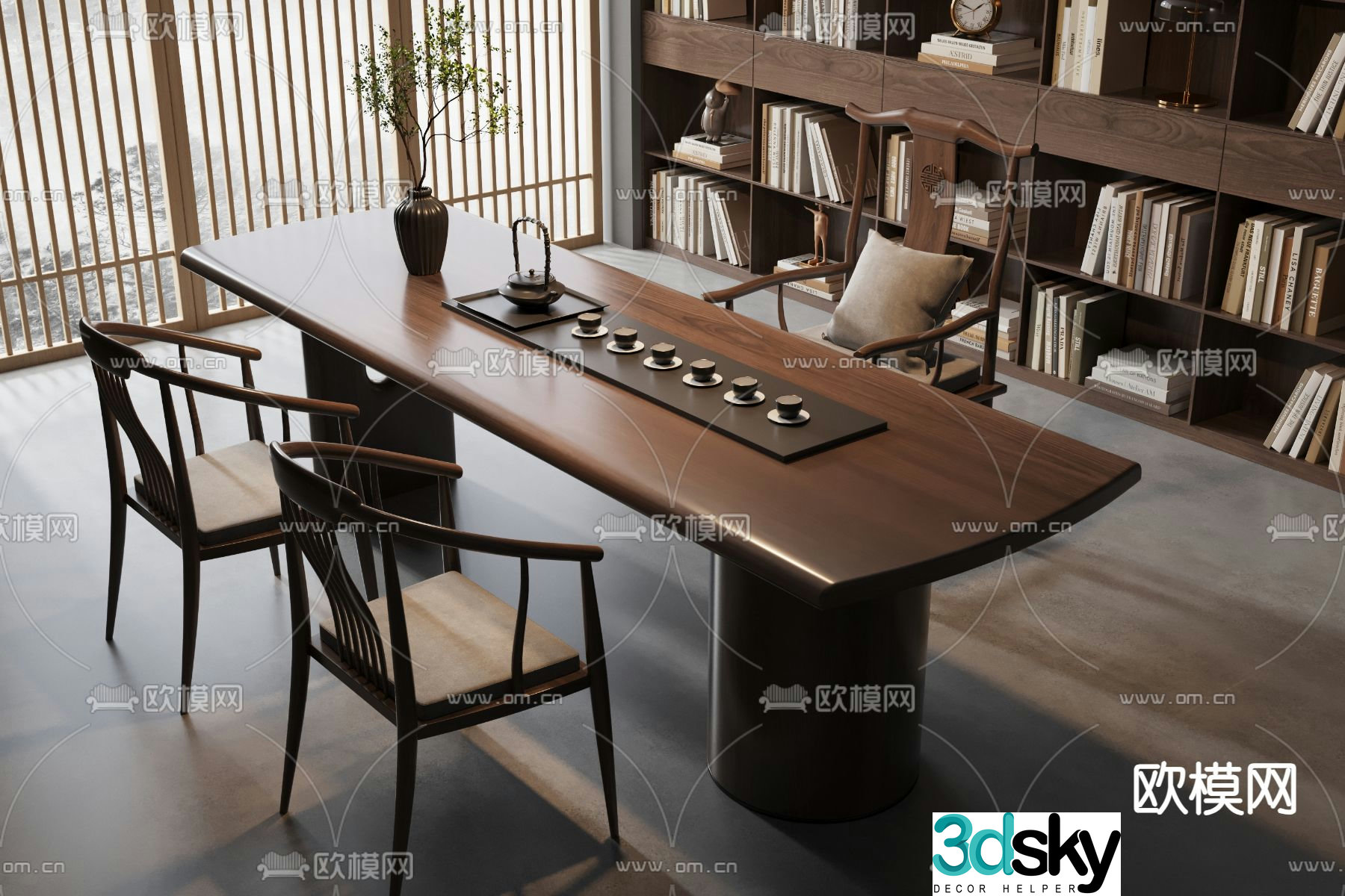 New Chinese style tea table tea table 3d model