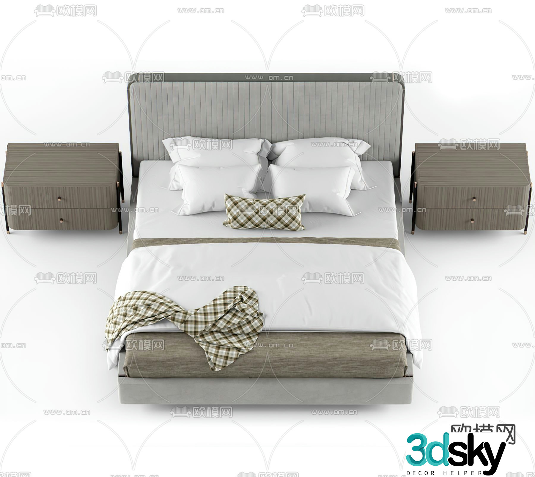 Modern double bed 3d model