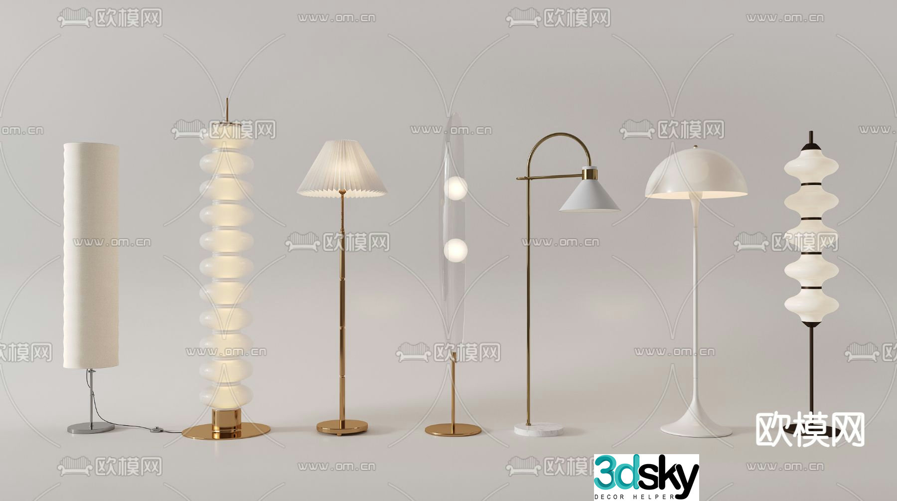 Cream style floor lamp 3d model
