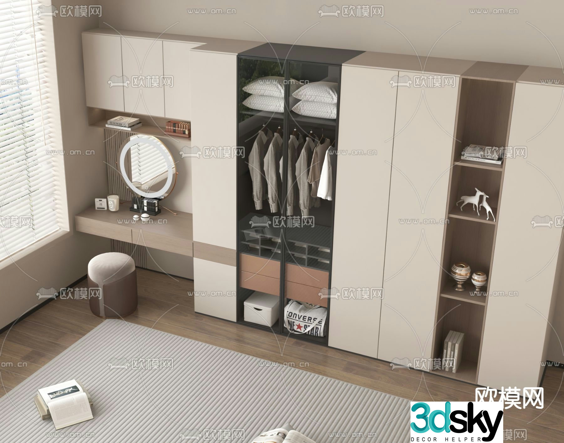 Modern wardrobe integrated cabinet 3d model