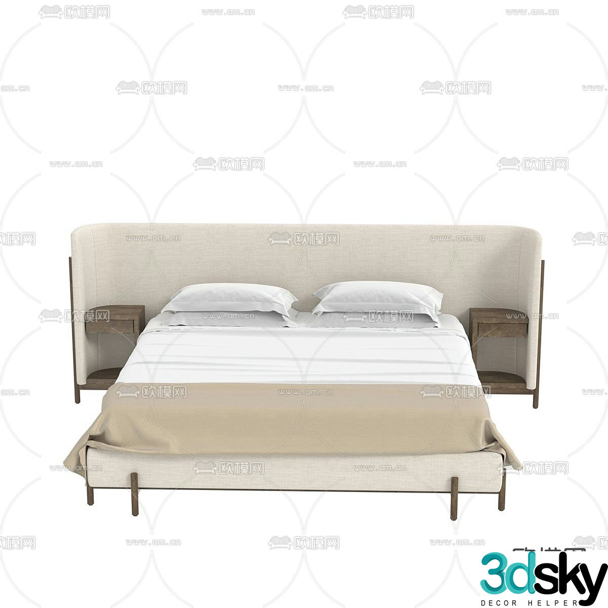 Modern double bed 3d model