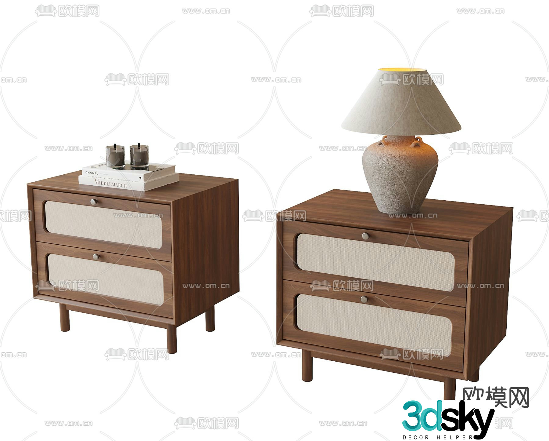 Medieval style bedside table 3d model