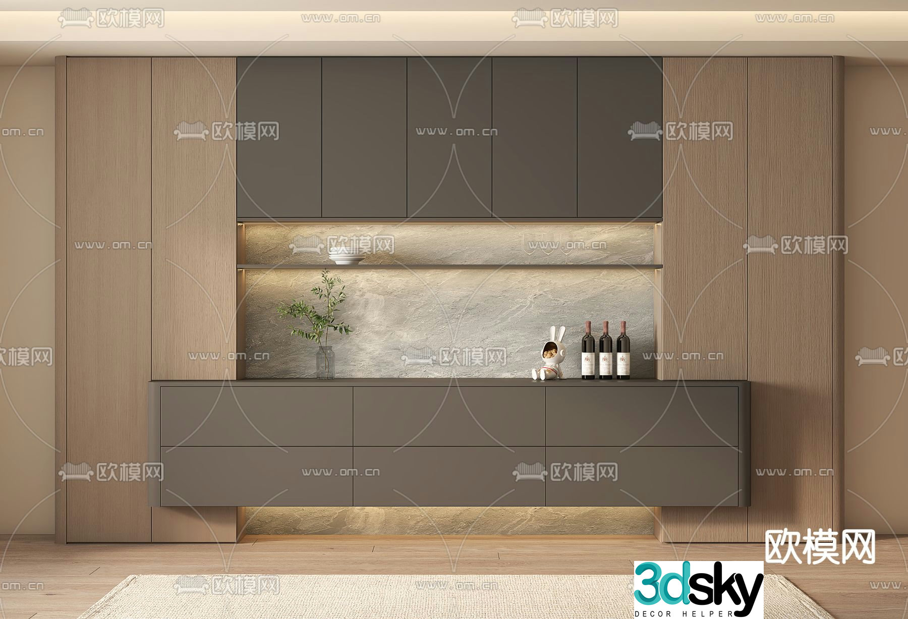 Modern wine cabinet sideboard 3d model