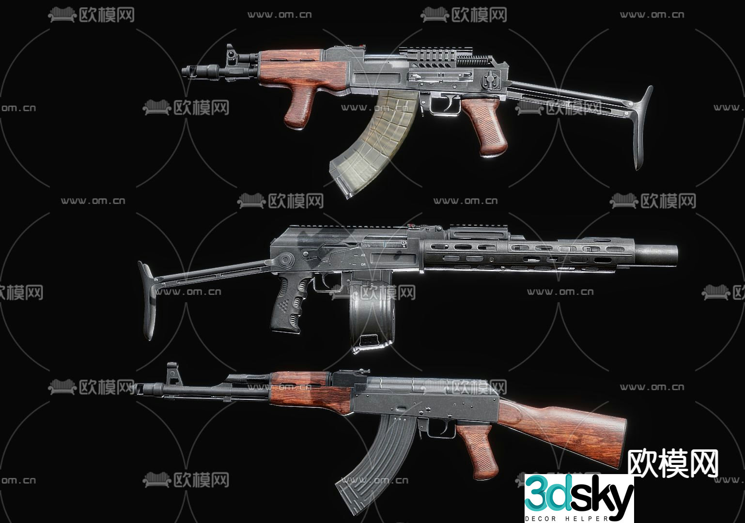 modern rifle rifle parts weapon 3d model