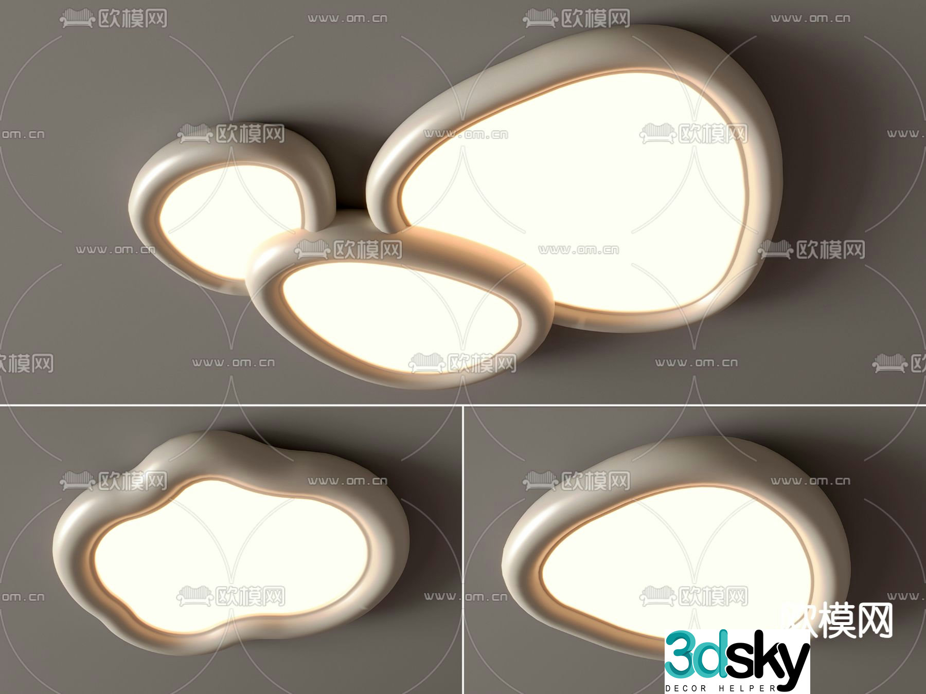 Cream ceiling lamp children’s lamp 3d model