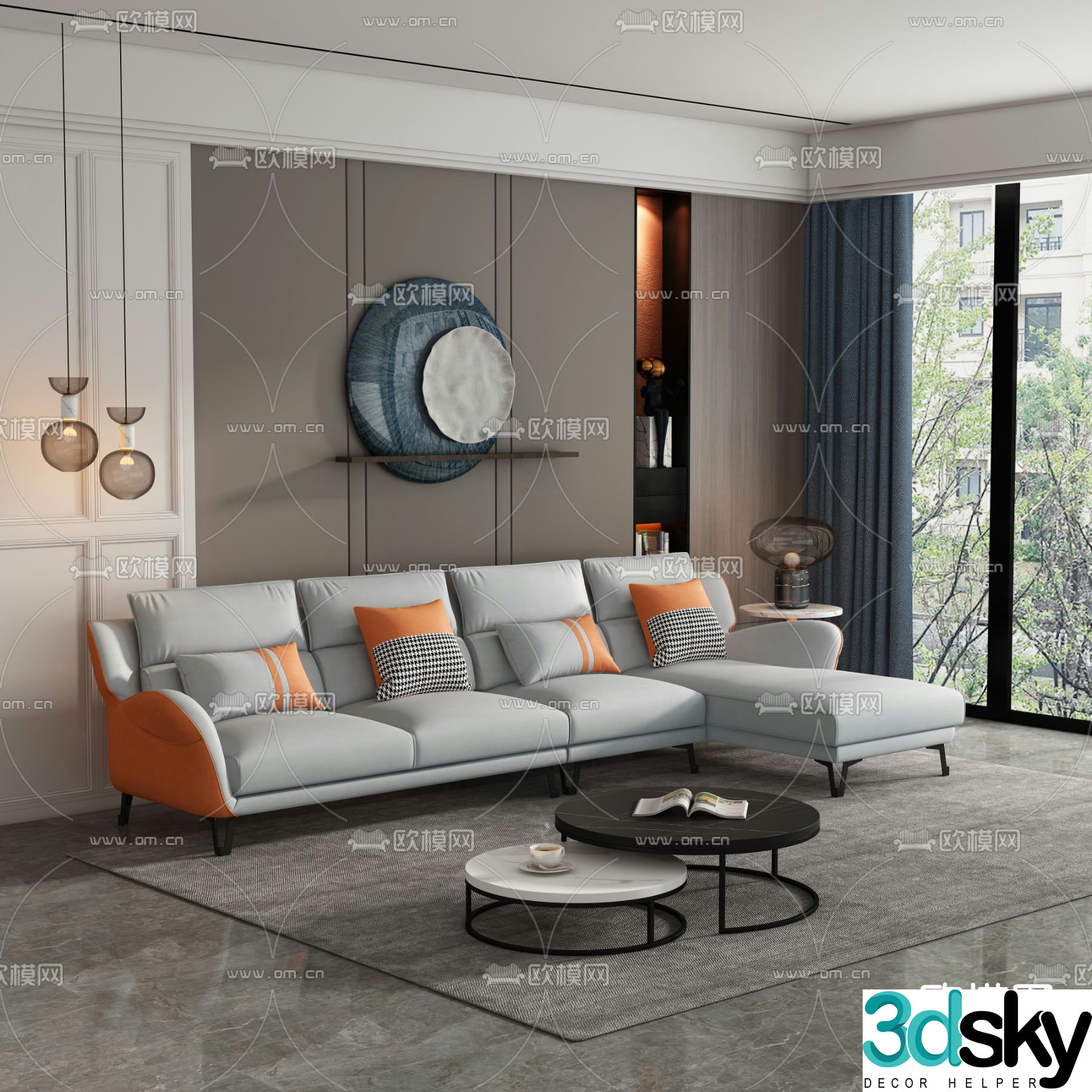 Italian style sofa corner sofa 3d model