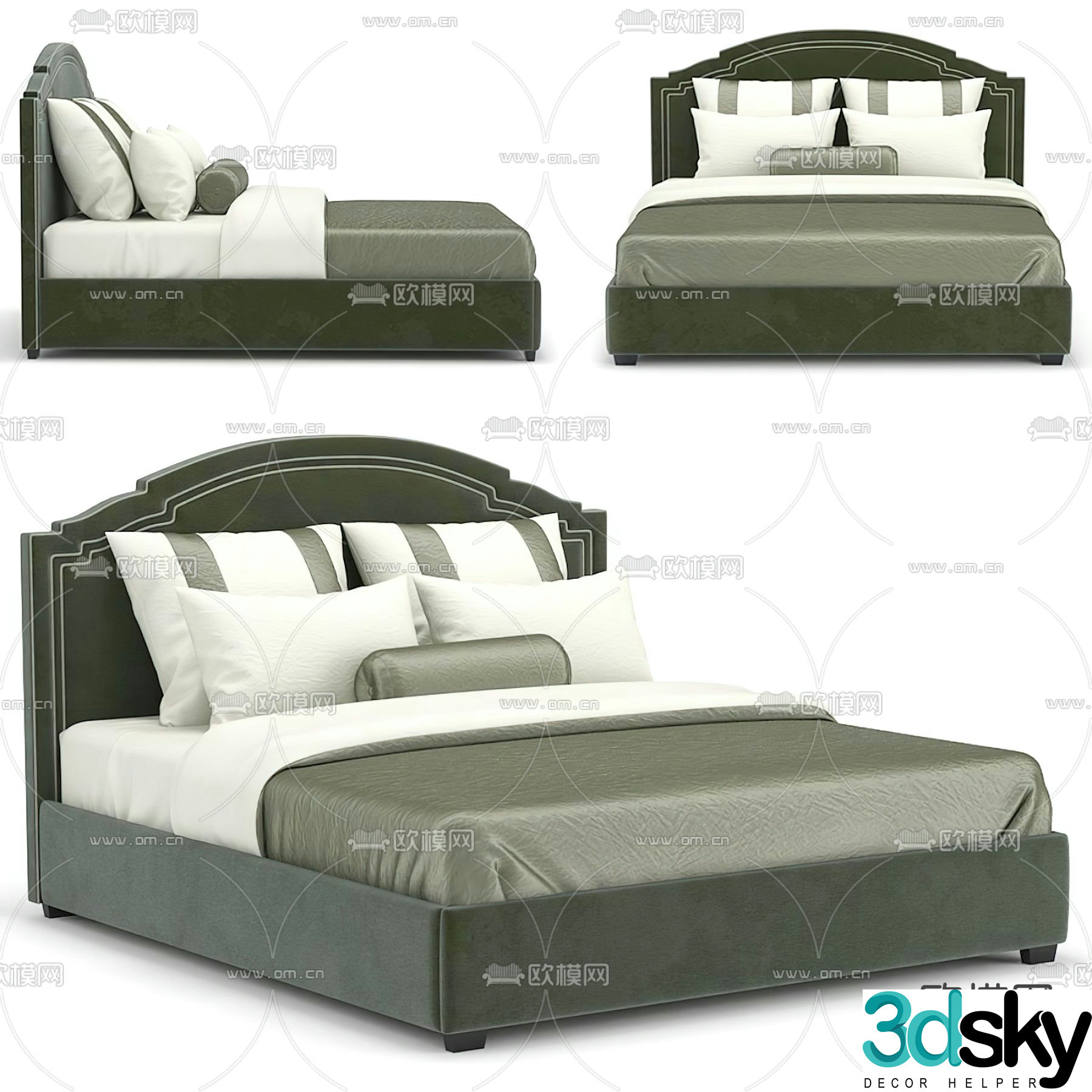Modern double bed fabric double bed 3d model
