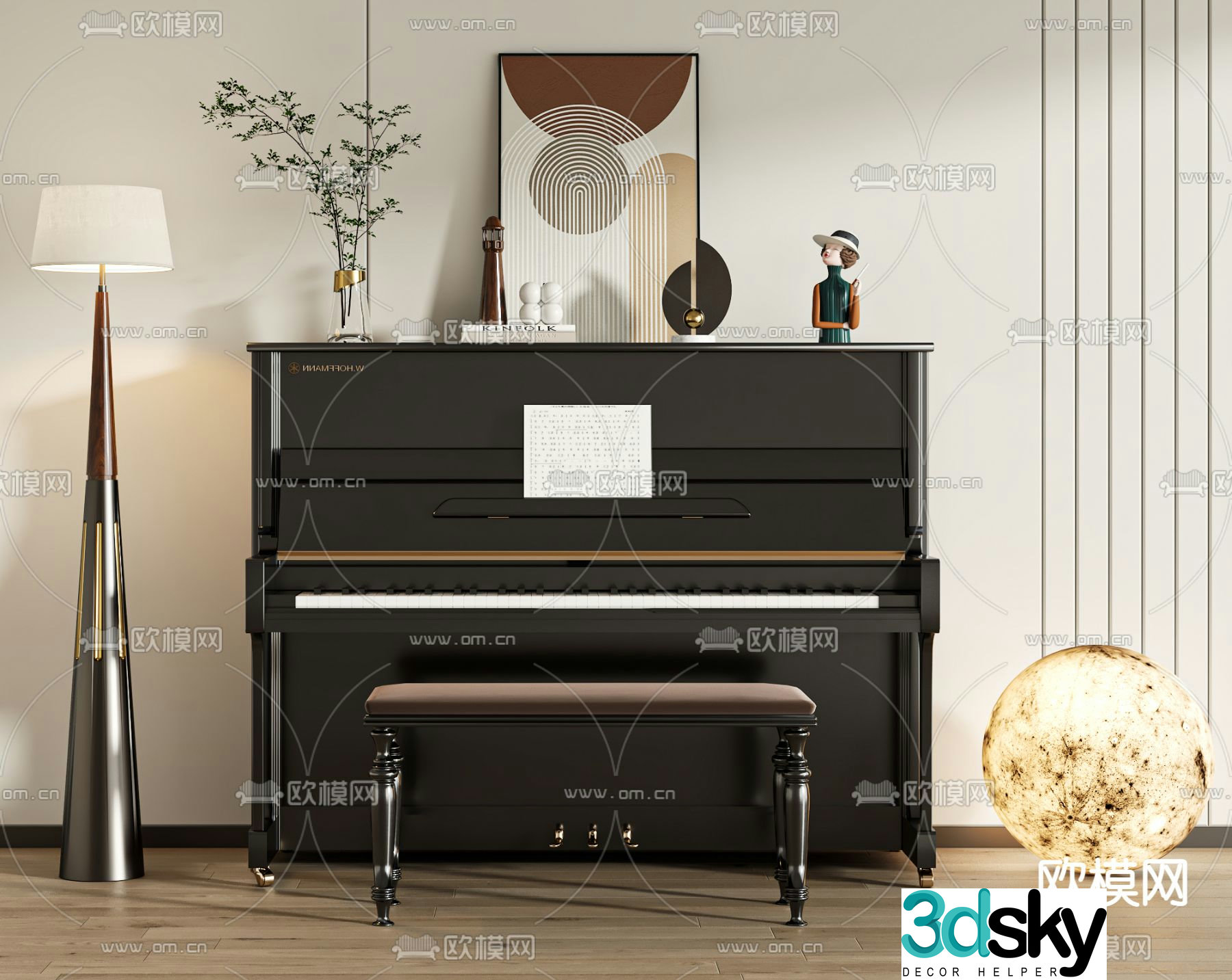 Painted piano 3d model