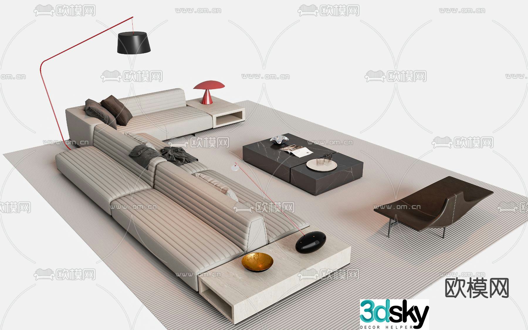 Modern sectional sofa 3d model