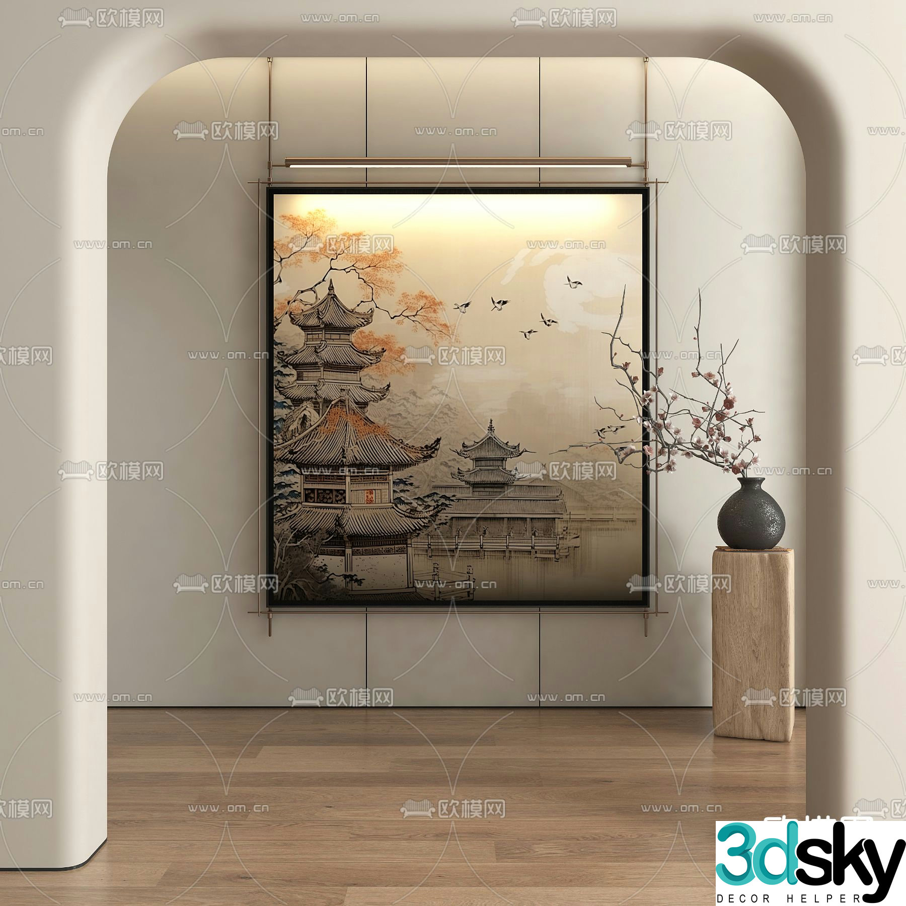 New Chinese style hanging paintings decorative paintings 3D model