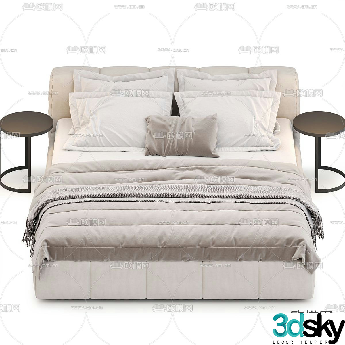 Modern double bed 3d model