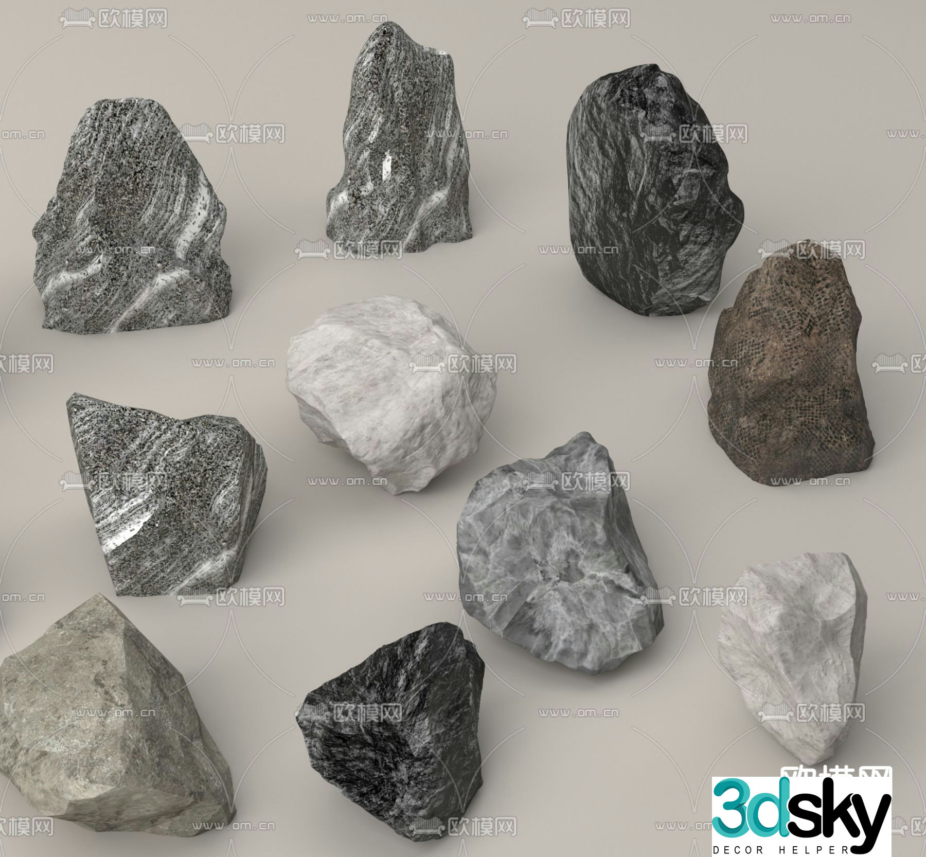stones stone landscape stone 3d model