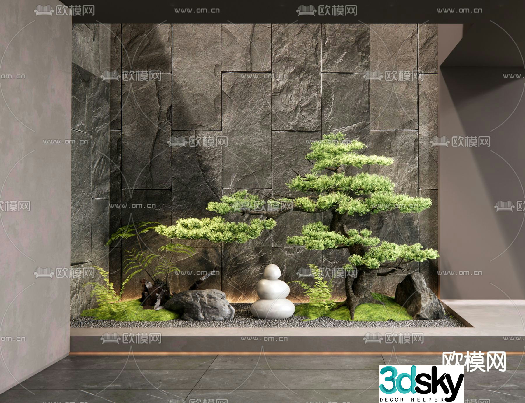 Indoor landscape landscaping courtyard sketch 3d model