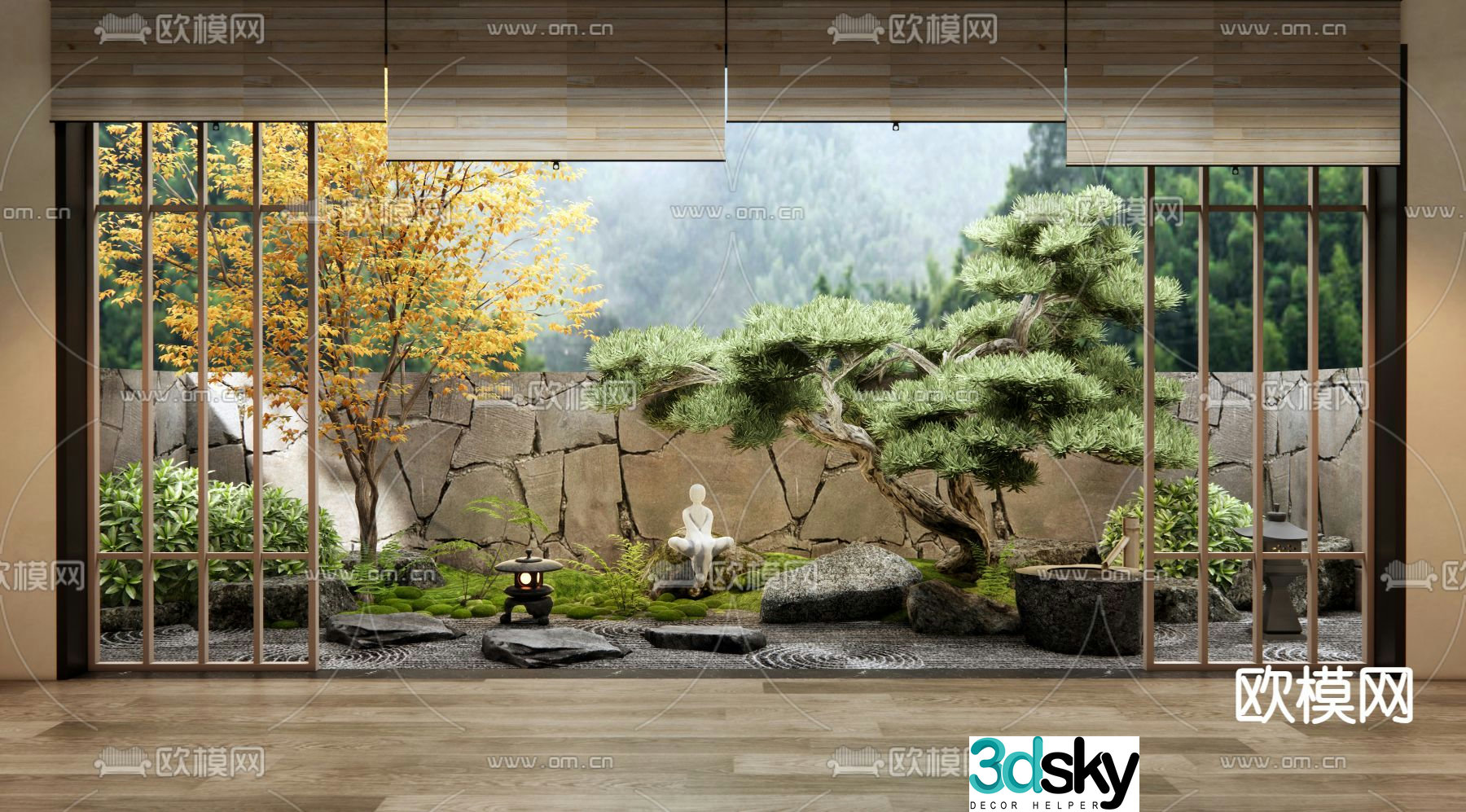 Courtyard landscape villa garden 3d model