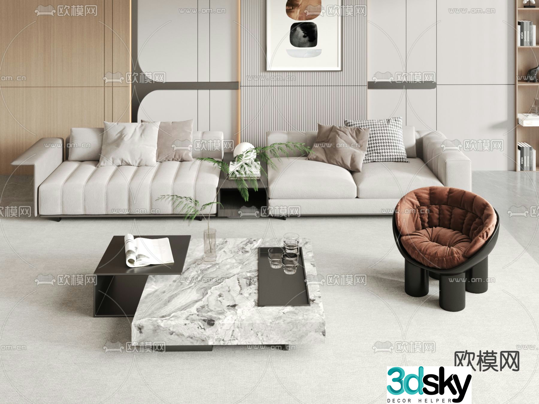 Modern sectional sofa 3d model
