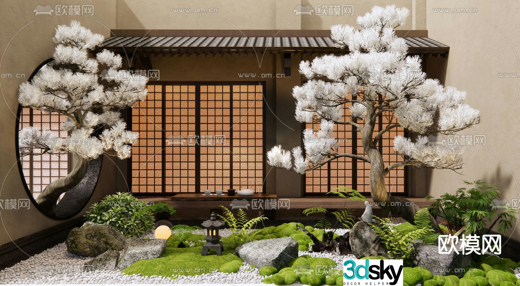 Courtyard landscape dry landscape courtyard 3d model