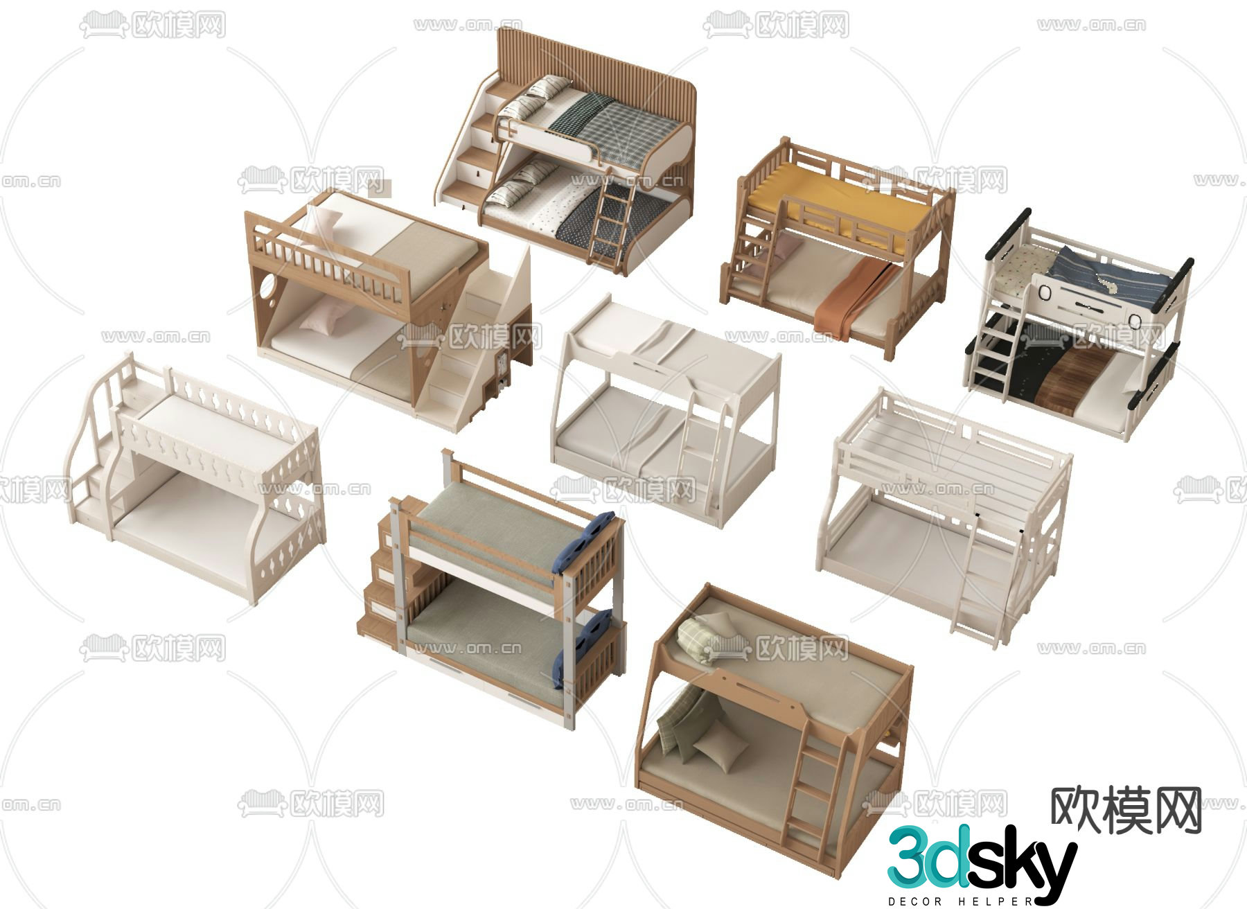 Modern bunk bed bunk bed 3d model