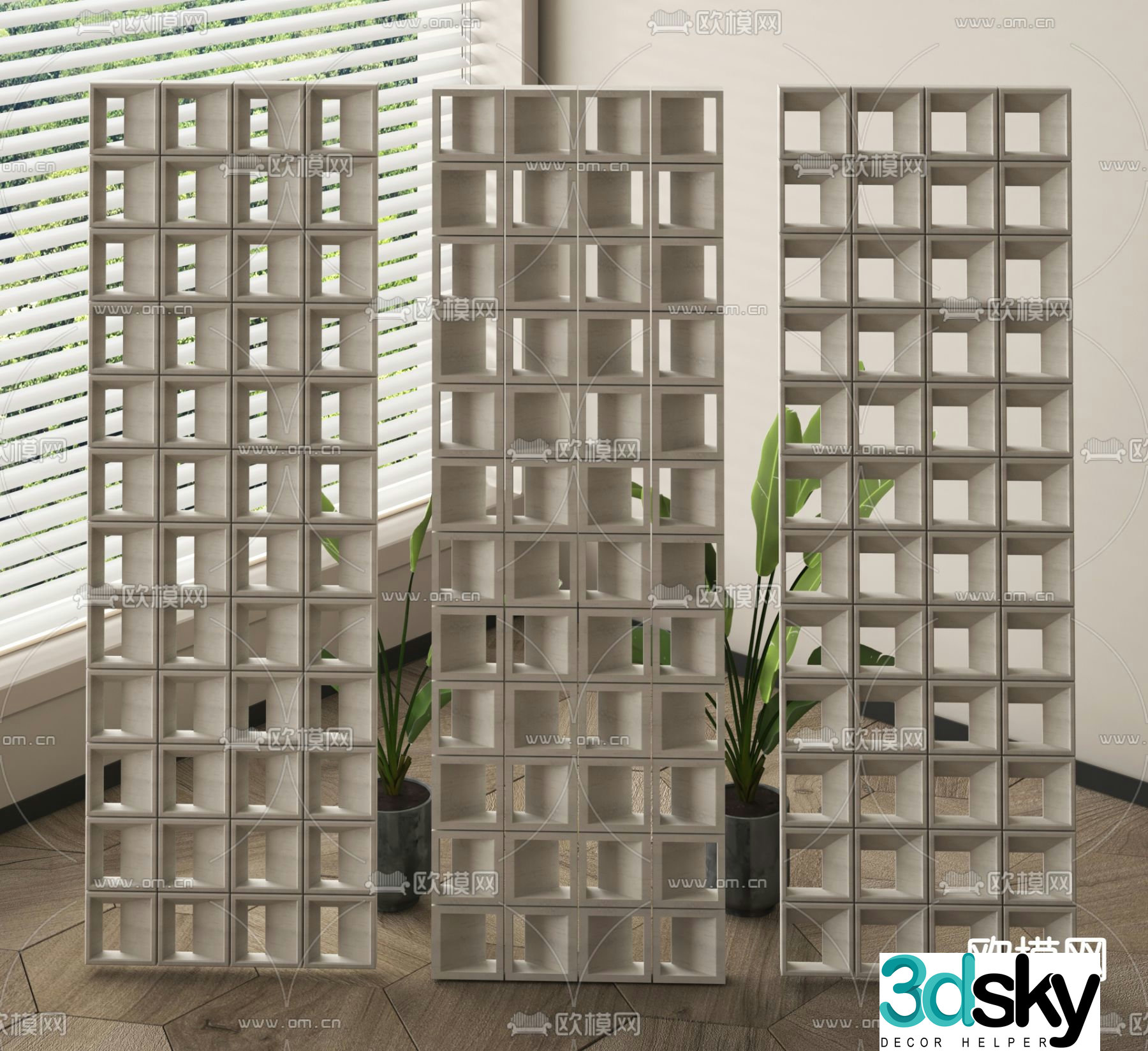 Cement brick partition Hollow brick partition 3D model