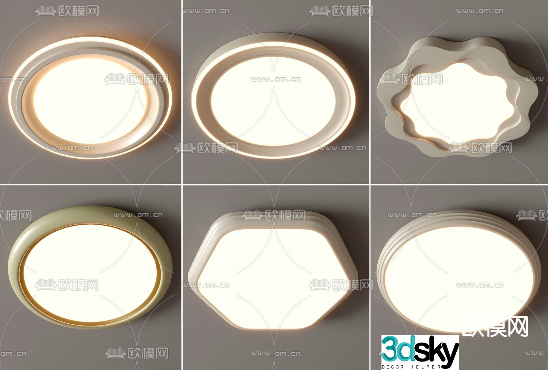 Geometric ceiling lamp bedroom lamp 3d model