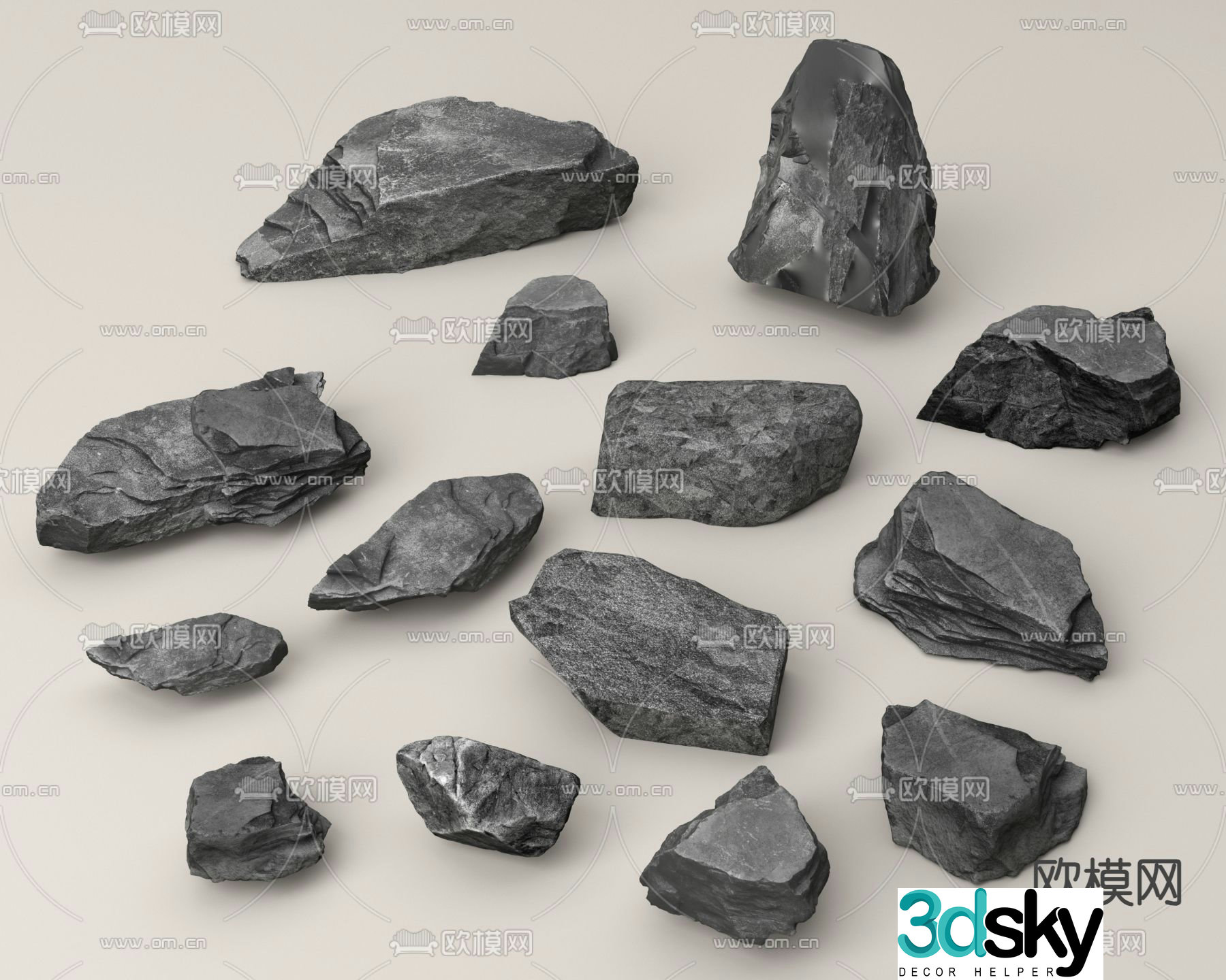 stones stone landscape stone 3d model