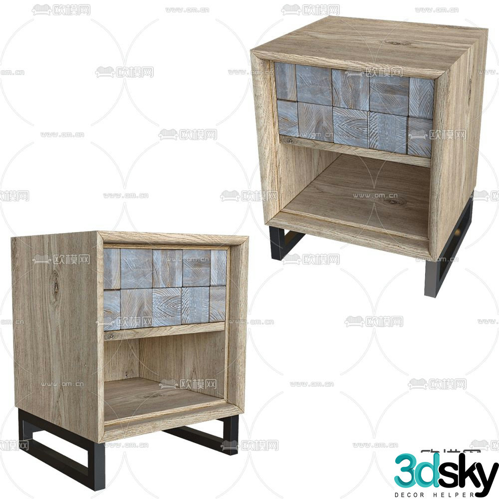 Patina wabi-sabi bedside table 3d model