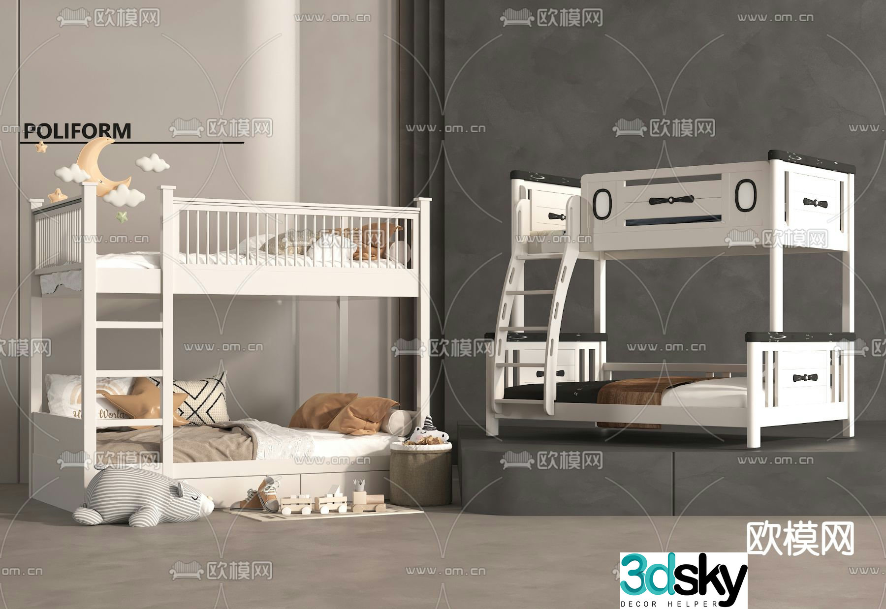 Modern bunk bed bunk bed 3d model