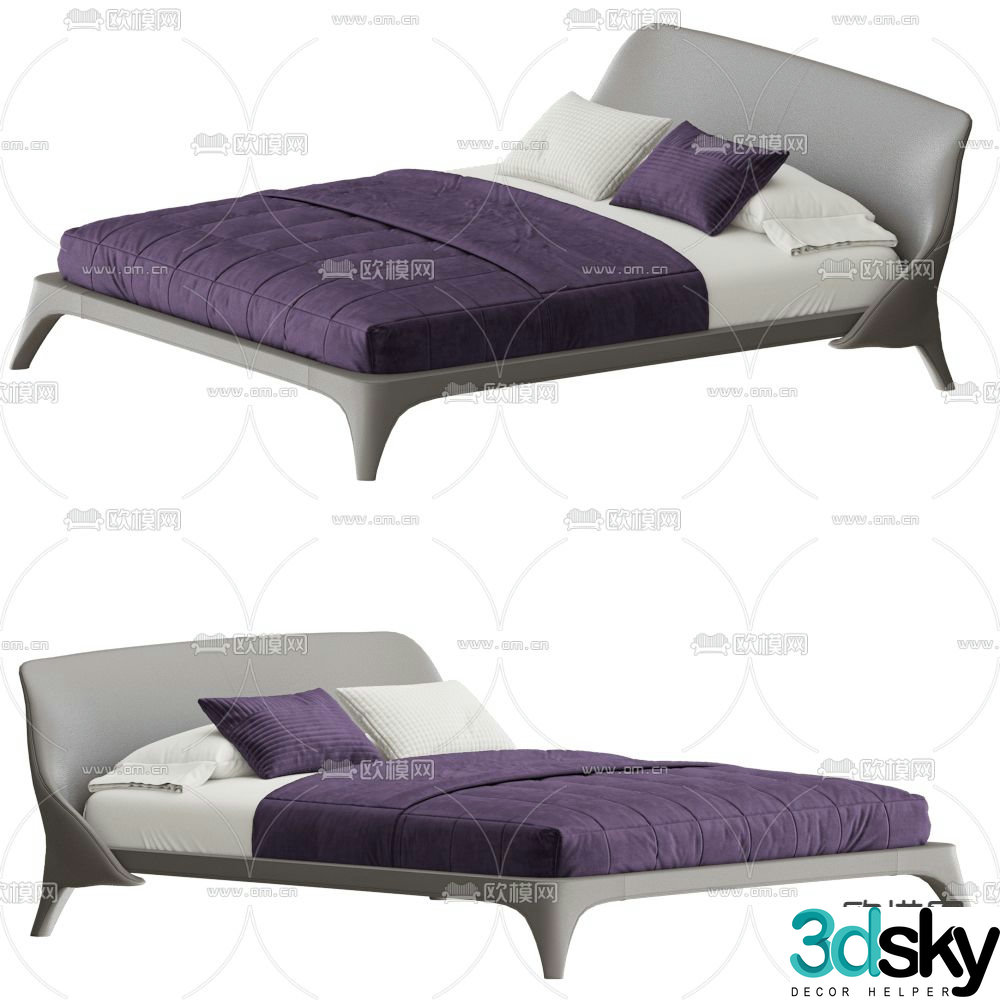 Nice modern double bed 3d model