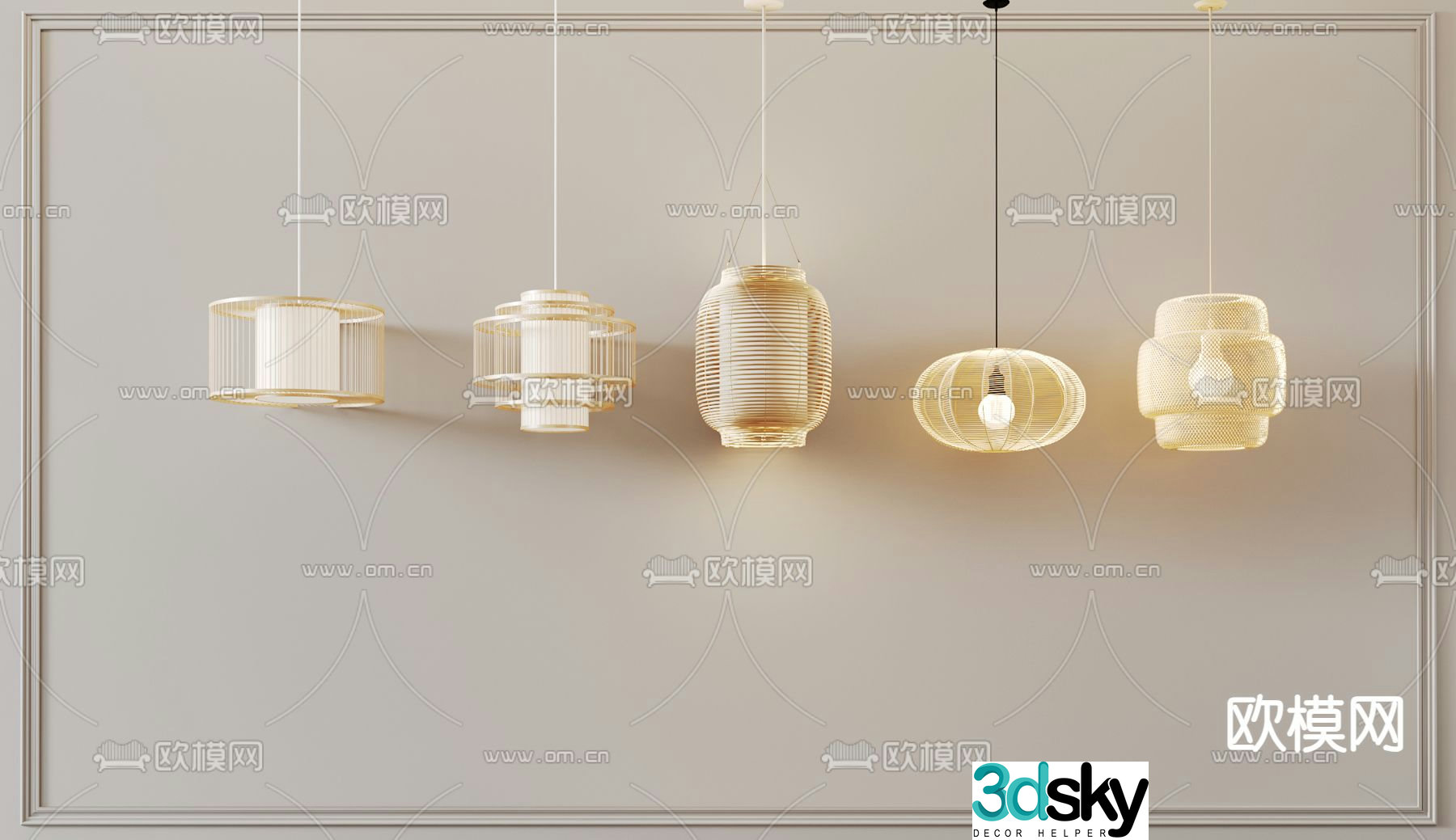 New Chinese style chandelier bamboo chandelier 3d model