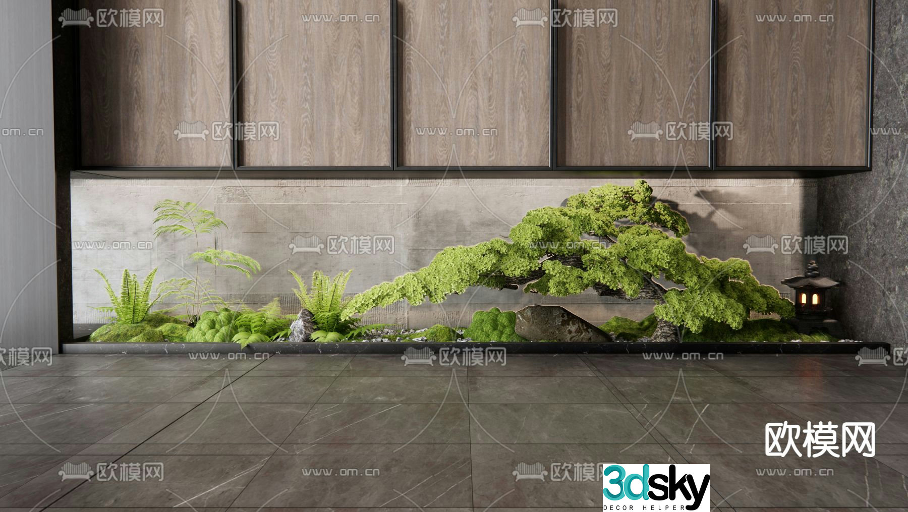 Indoor landscape pine tree landscaping 3d model