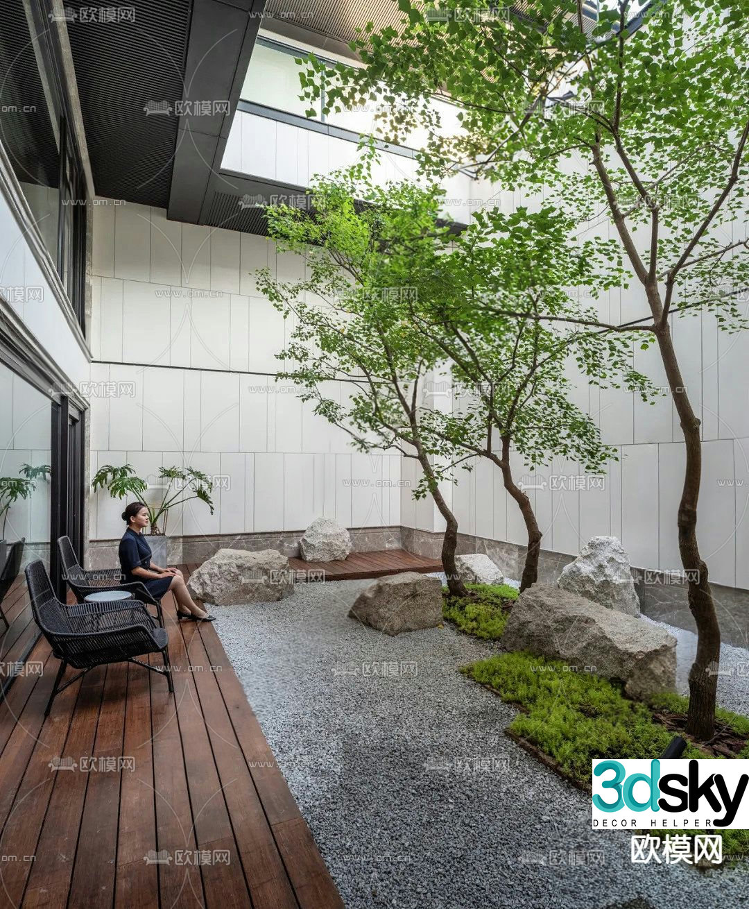 Villa courtyard patio garden 3d model