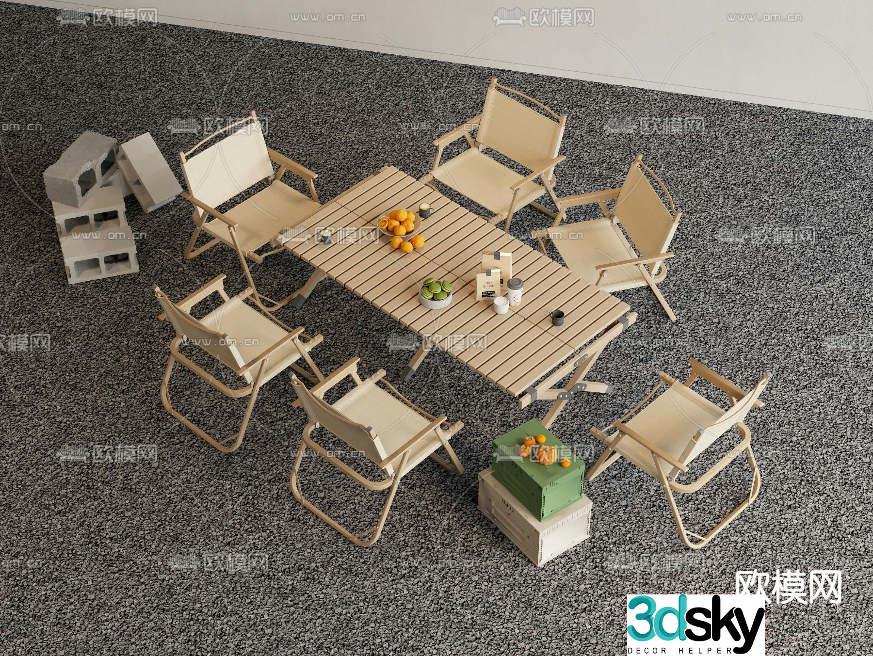 Outdoor tables and chairs camping tables and chairs 3d model