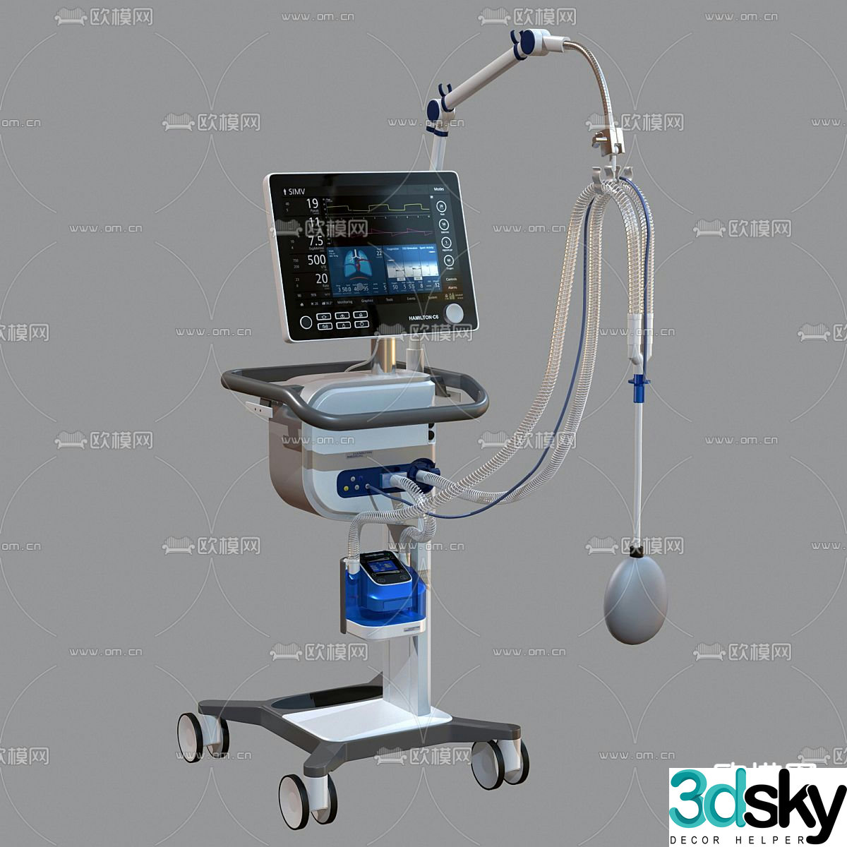 Hamilton-C6 medical ventilator 3d model