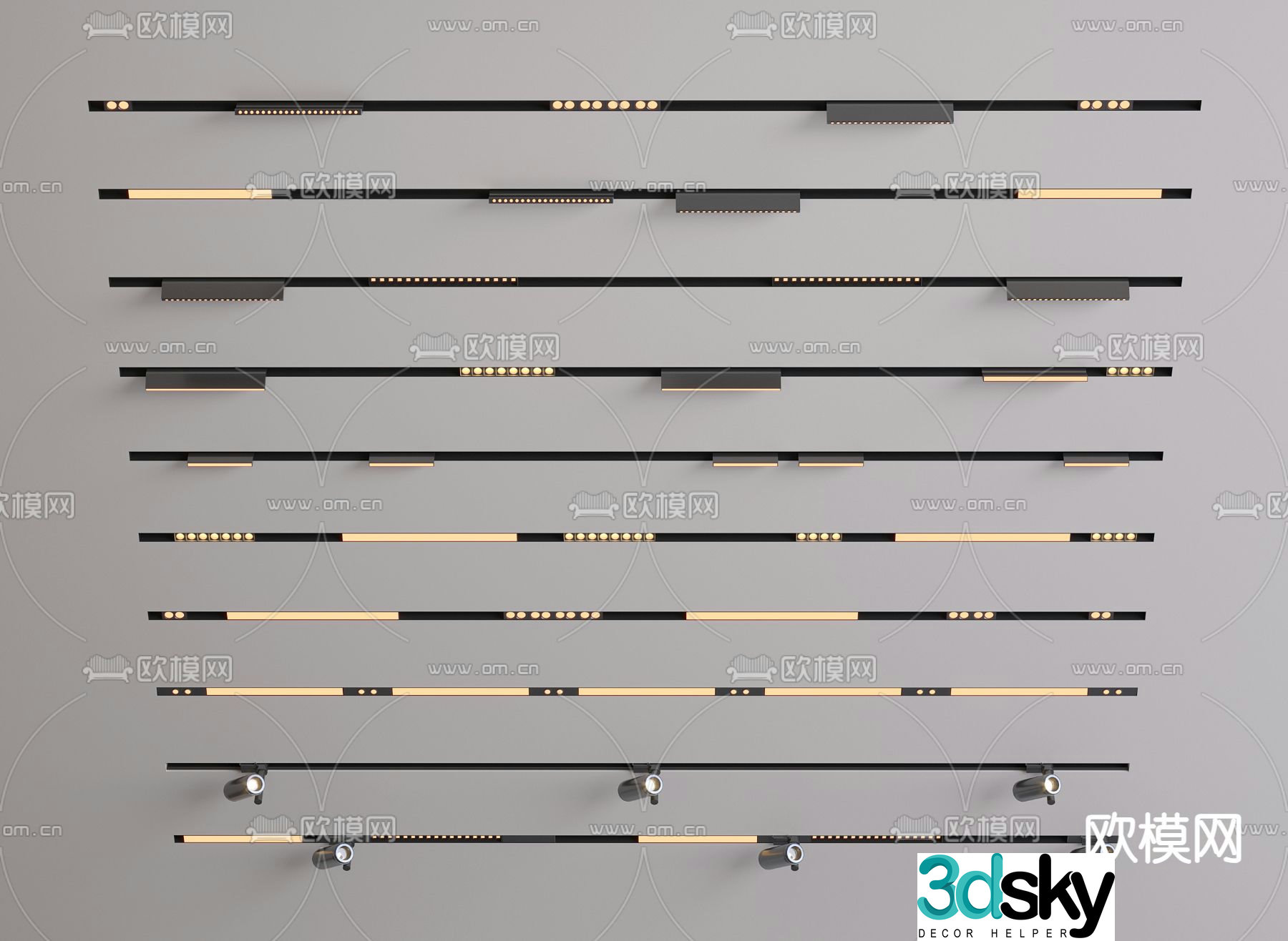 Embedded magnetic light track light linear light 3d model