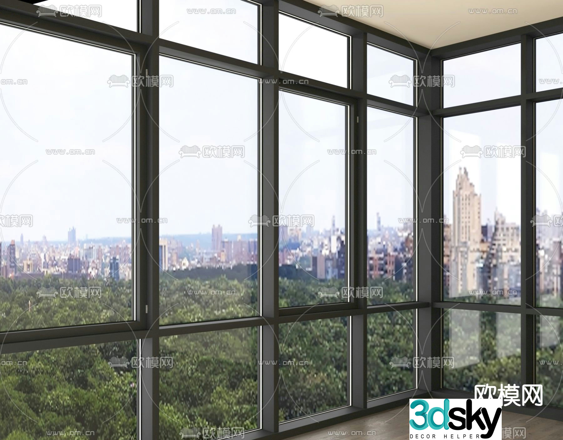 Window Floor to ceiling window Glass curtain wall 3d model