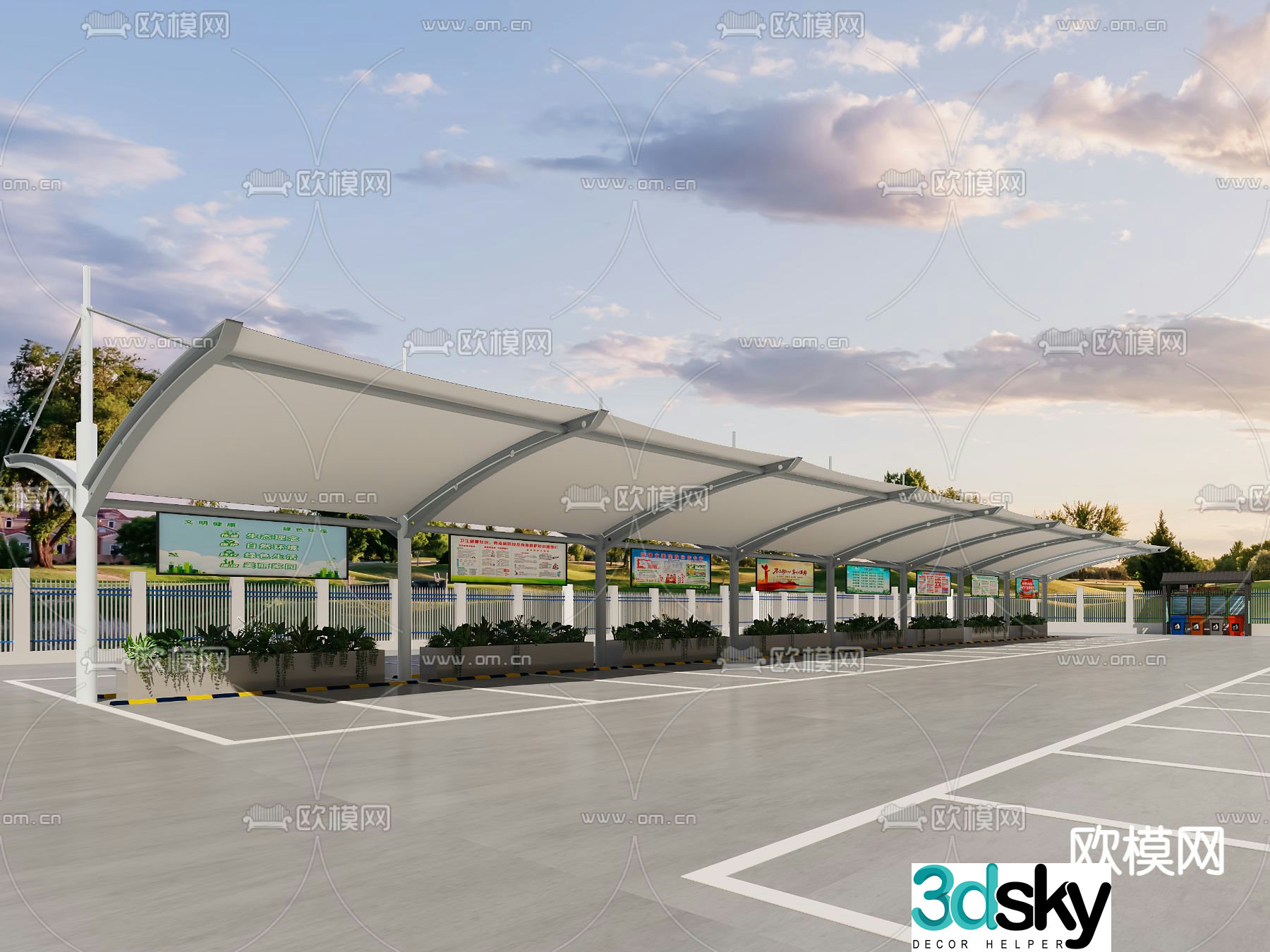 Outdoor parking shed 3d model