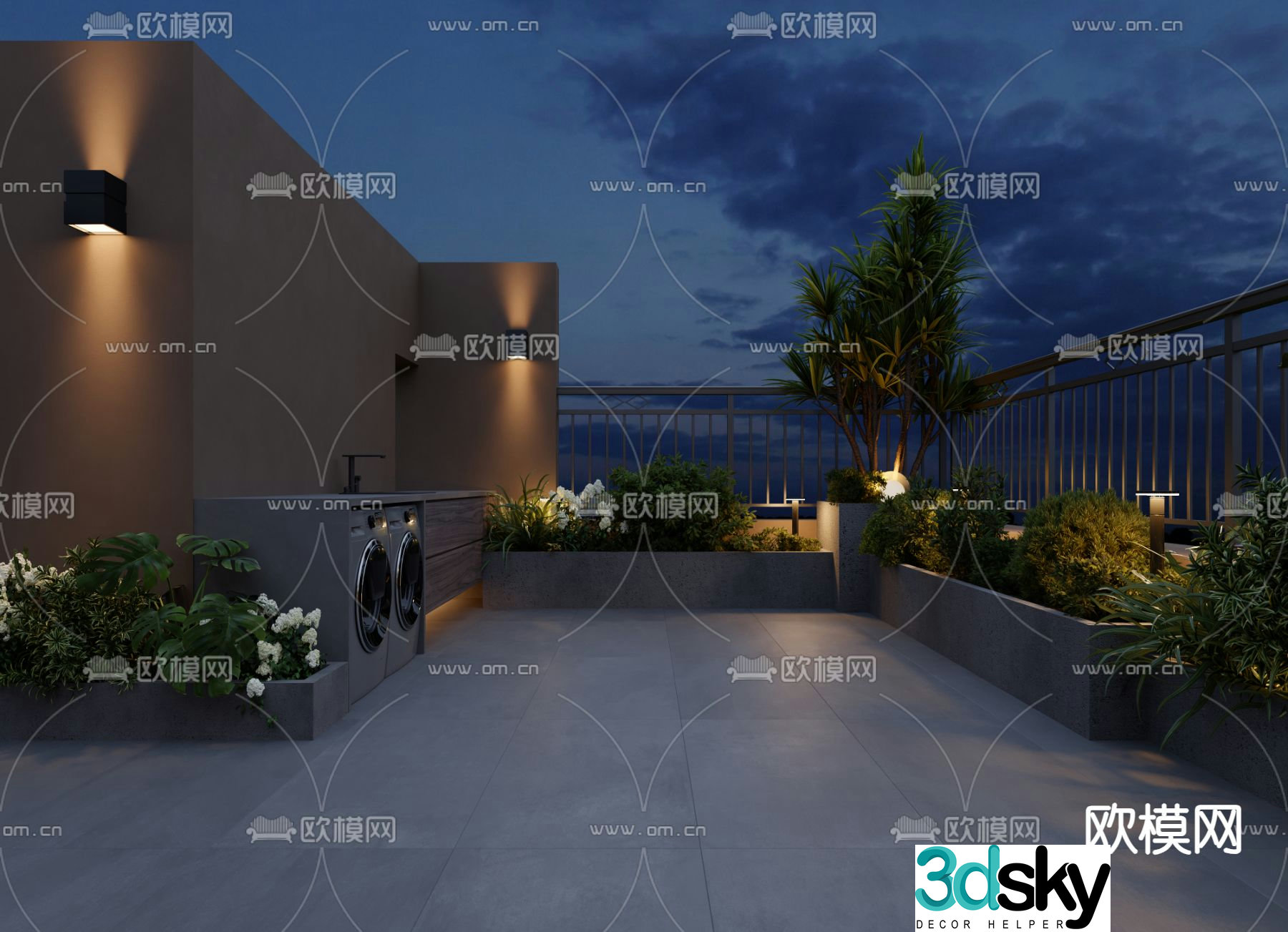 Roof Garden Courtyard Landscape 3d model