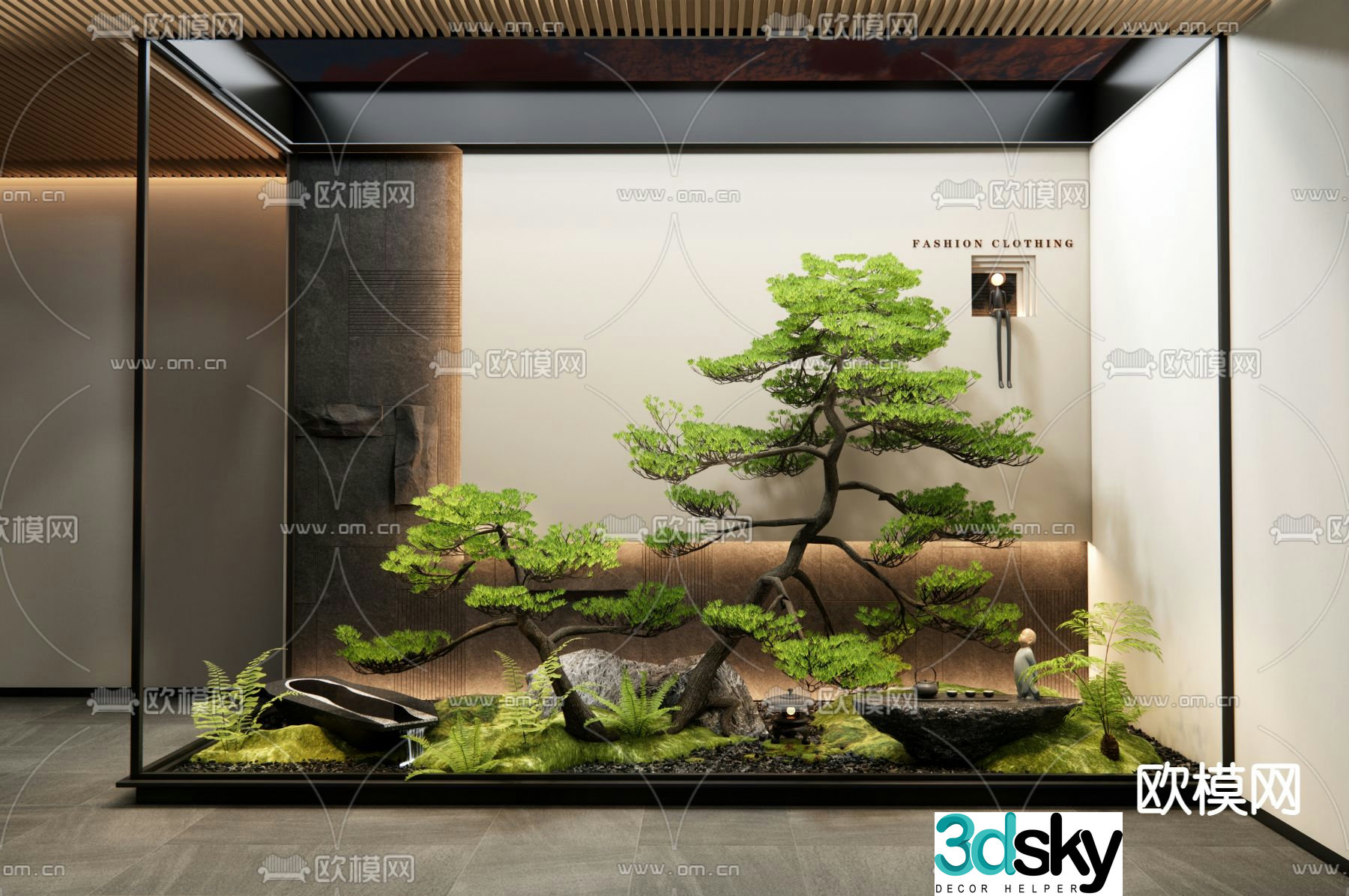New Chinese style landscaping courtyard sketch 3D model