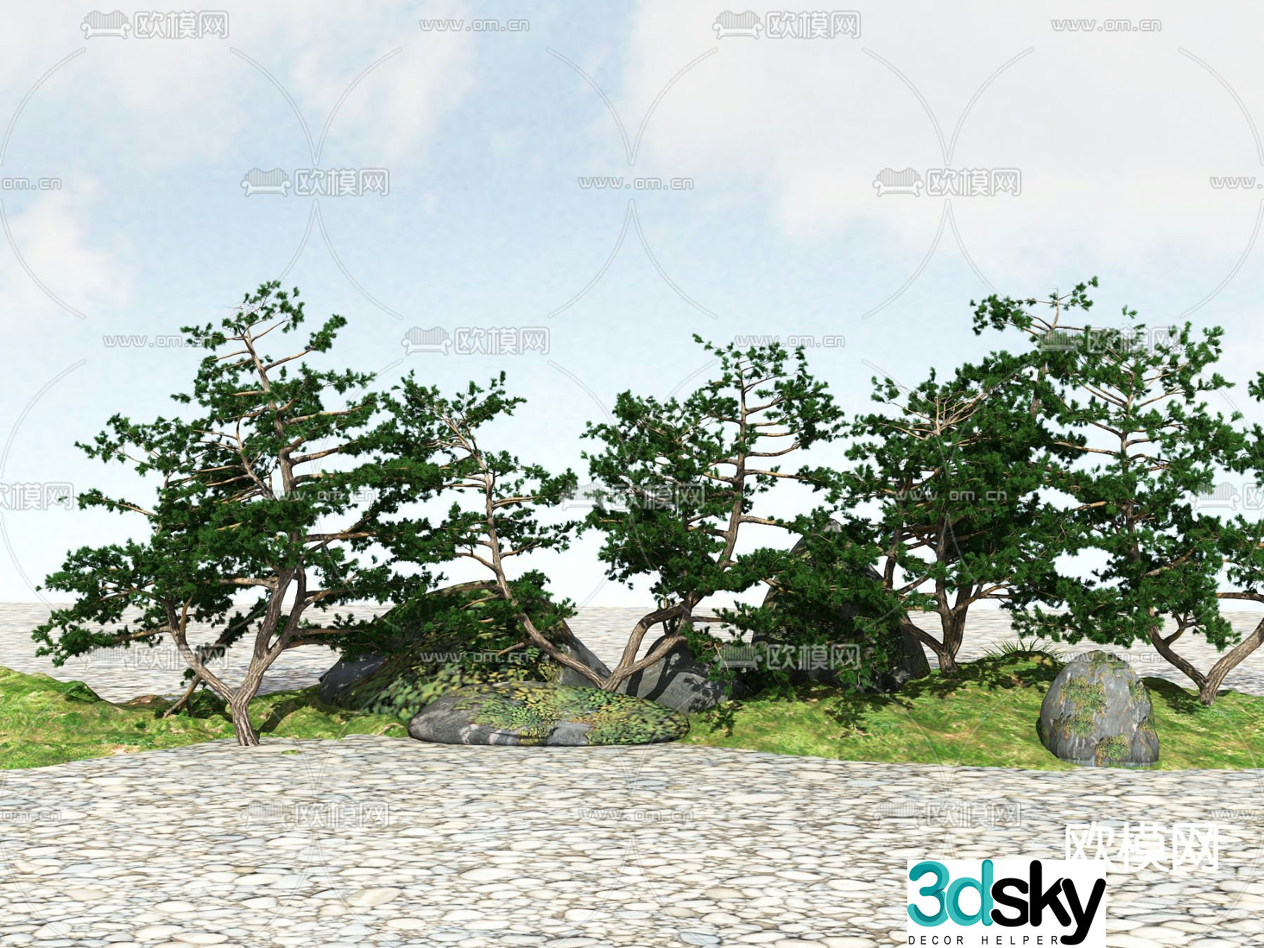 Modern shrubs Trees 3d model