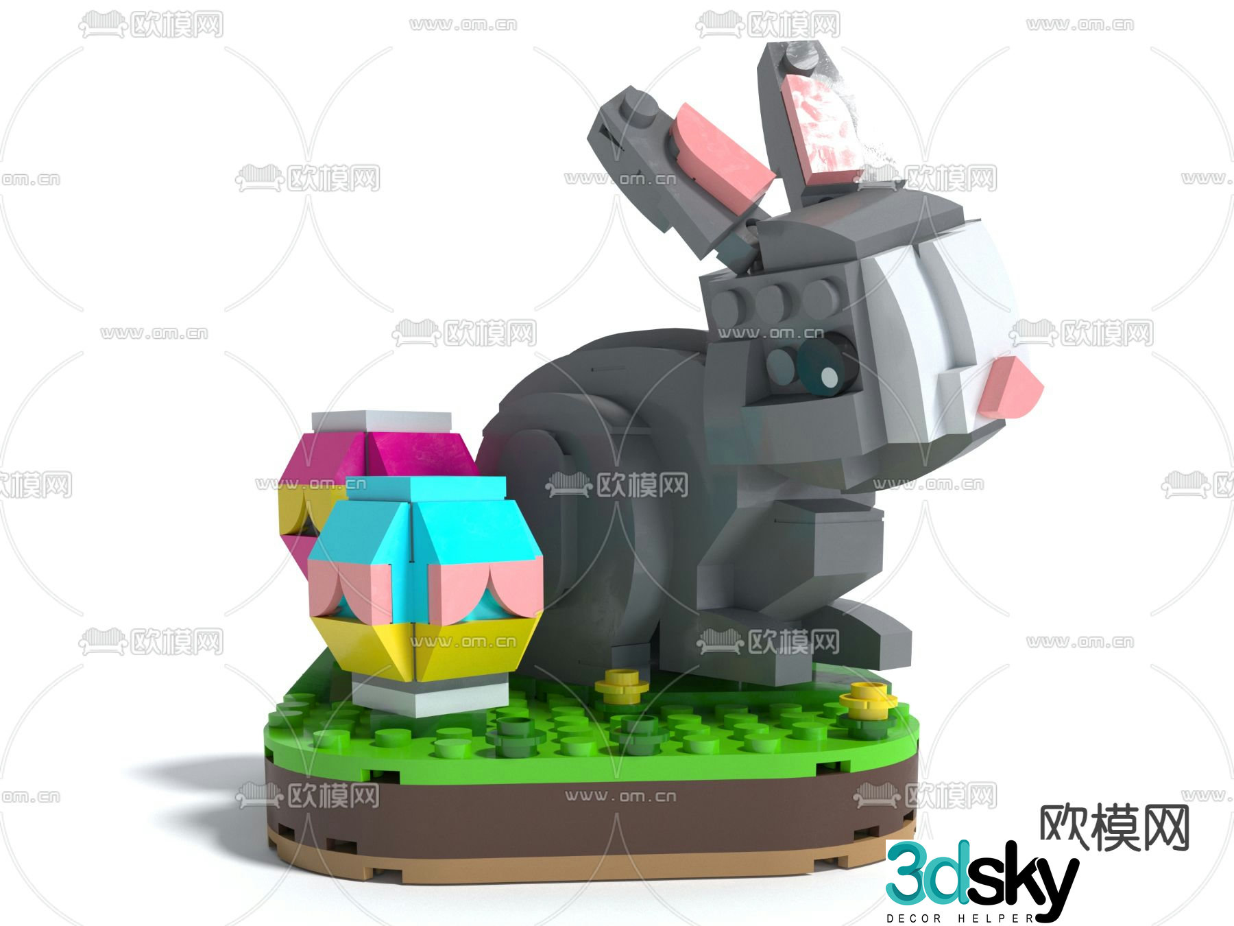 Building block rabbit Lego toy 3d model