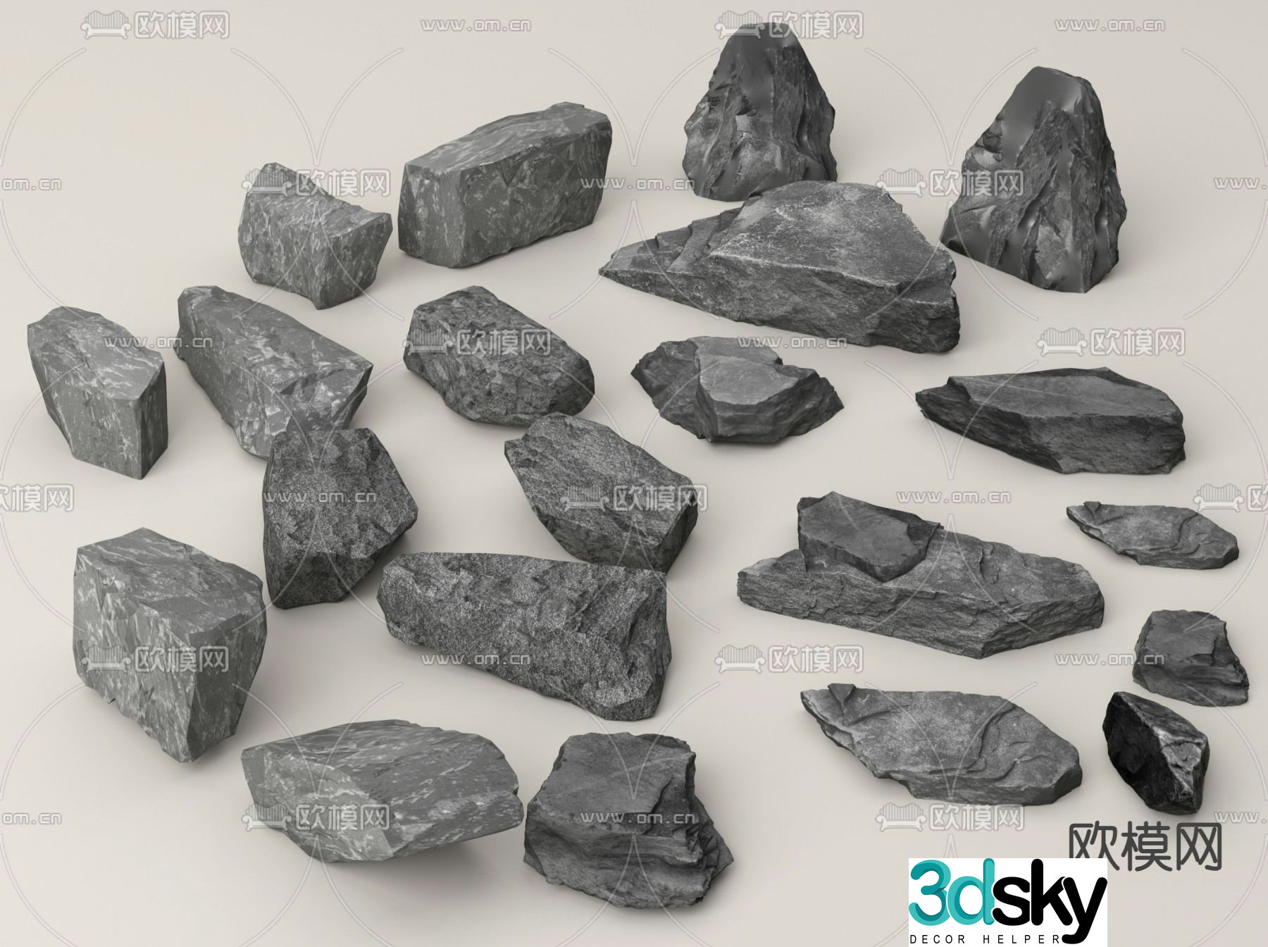 stones stone landscape stone 3d model