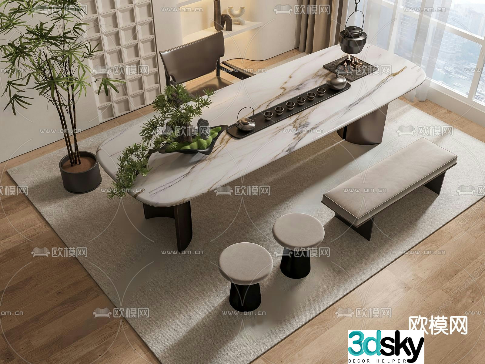 Modern tea table tea table 3d model
