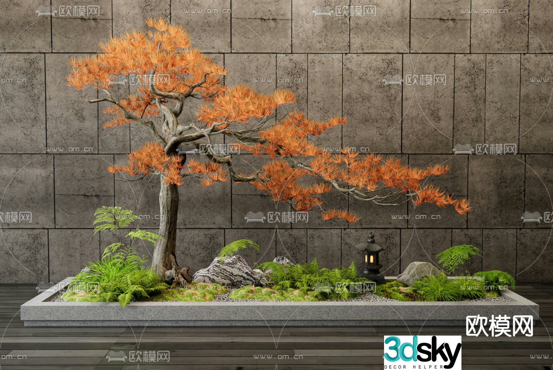 Landscape sketch pine tree landscaping 3D model