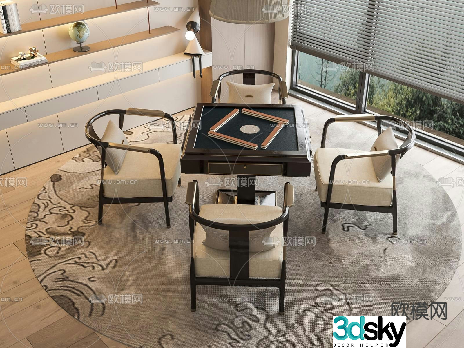 New Chinese Mahjong Table 3D Model