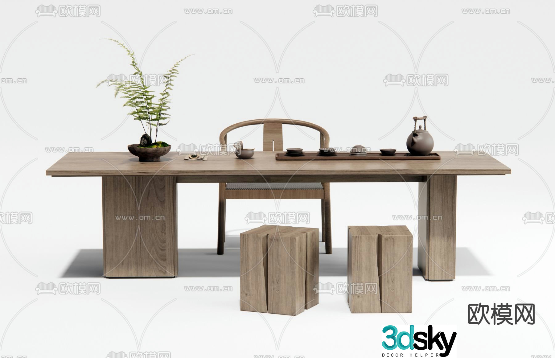 New Chinese style tea table tea table 3d model