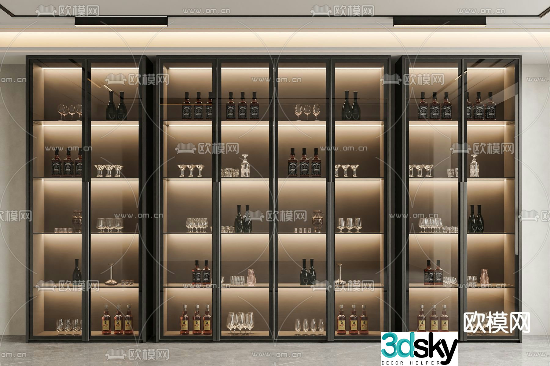 Glass wine cabinet red wine display cabinet 3d model